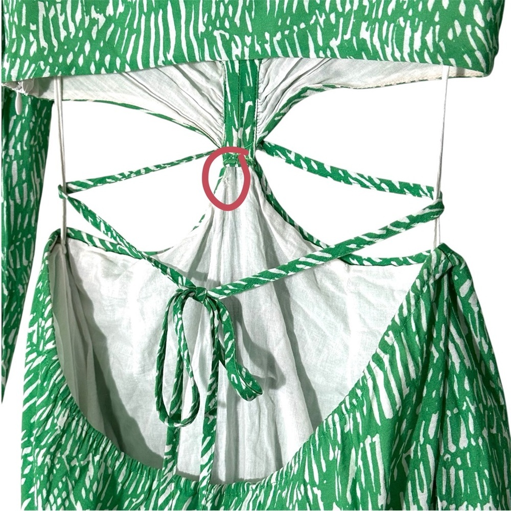 Simkhai Adelaide Cutout Mousseline Maxi Dress in Kelly Abstract Fern size XS - Picture 11 of 16